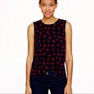 Piamita Black Silk top with red crowns